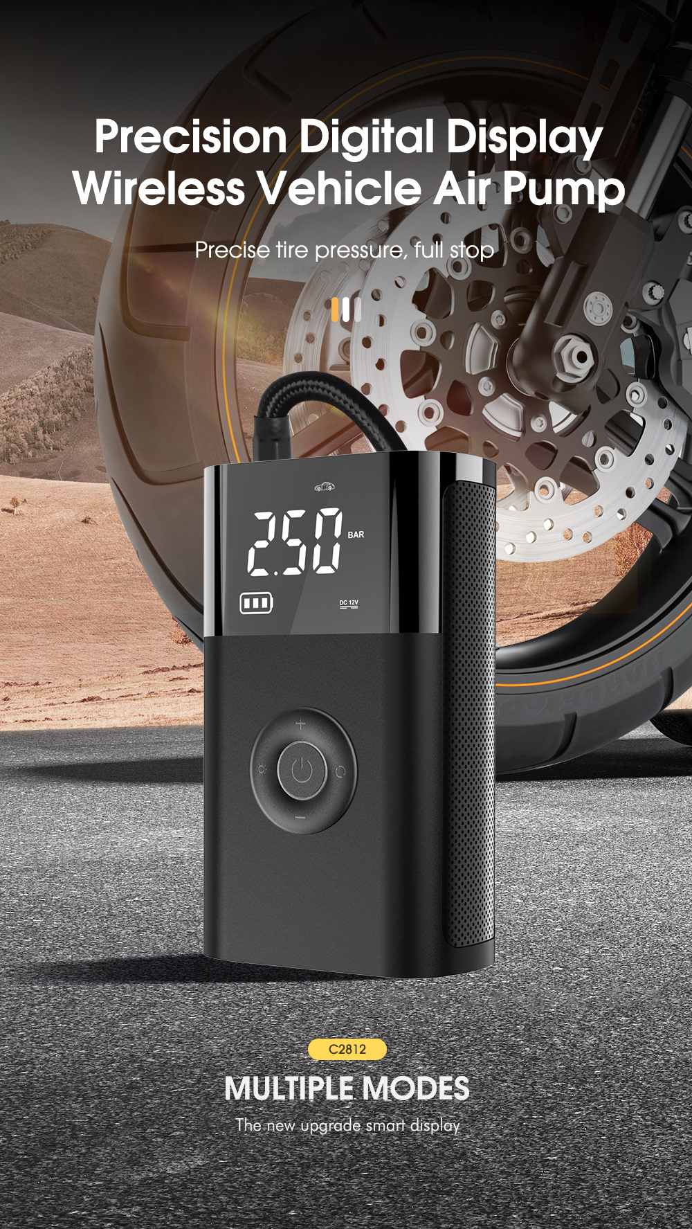 Pompe gonflable Mini compresseur d'air portable avec éclairage LED 12v  Gonfleur de pneu pour balle de vélo de voiture