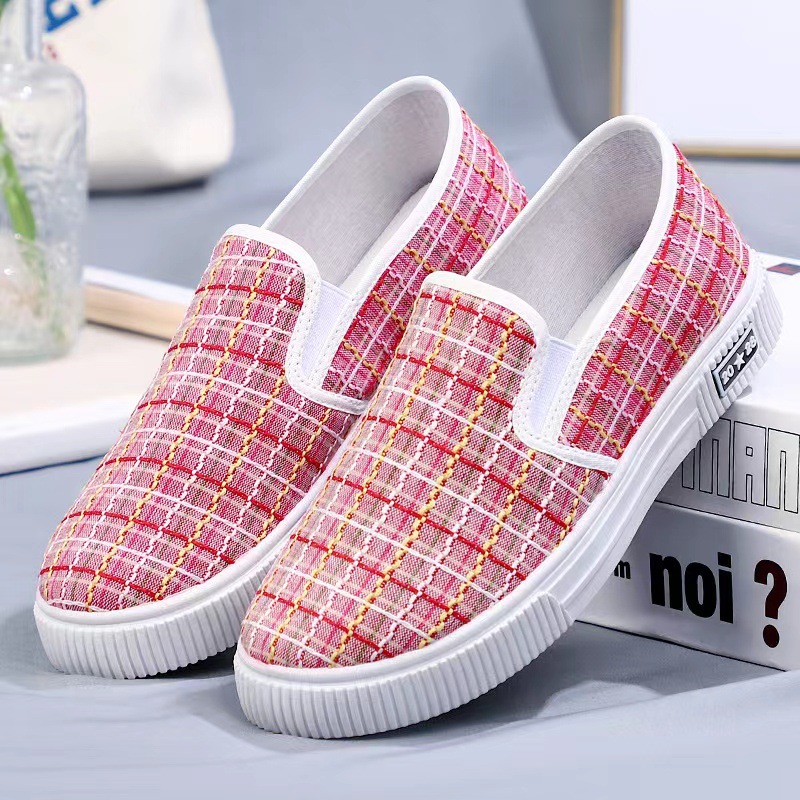 Women's Colorful Checkered Canvas Shoes, Trendy Low Top Slip On Skate Shoes,  Casual Flat Walking Shoes - Temu Germany