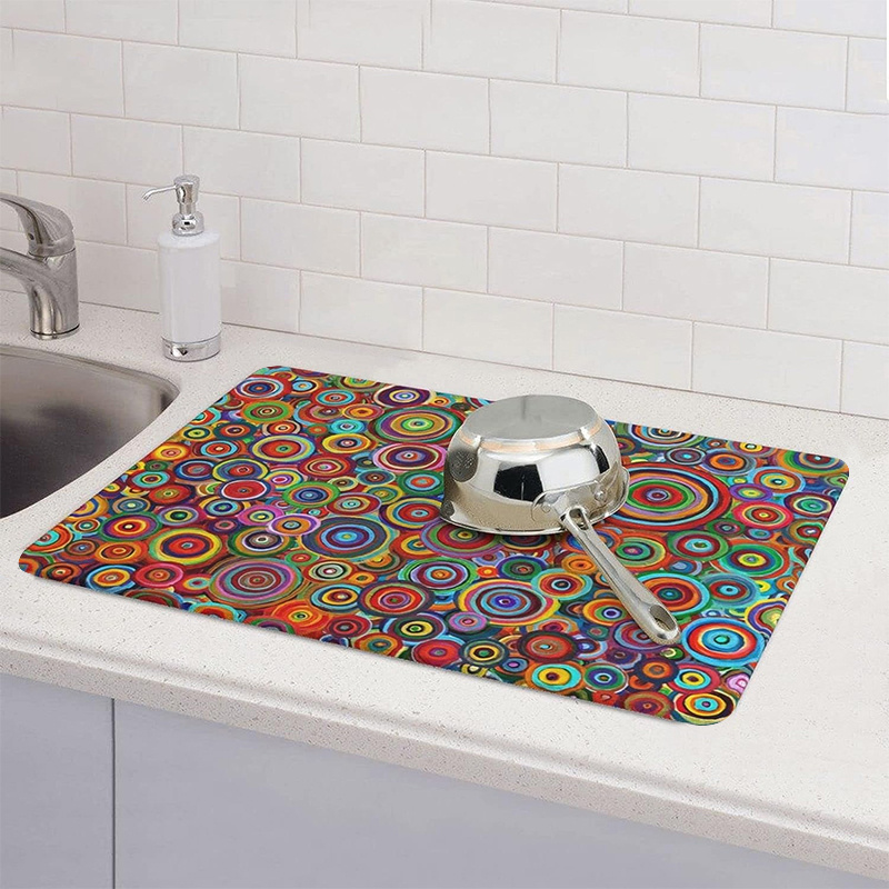 1pc Rubber, Multicolor, Washable, Absorbent Kitchen Counter Dish