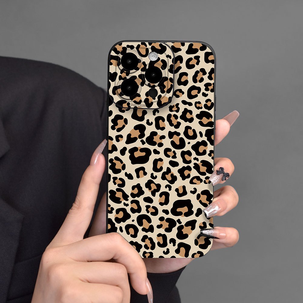 Leopard Print Pattern Liquid Silicone Mobile Phone Case Full - Temu