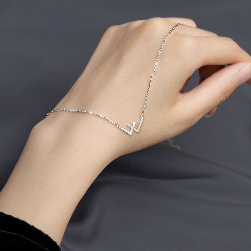 Double Chain Diamond Initial Bracelet