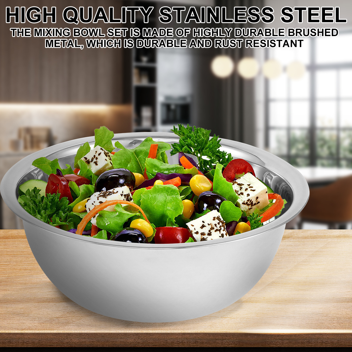 5pcs/set Stainless Steel Mixing Bowl With Scale Kitchen Cooking Salad Bowls  Non Slip Vegetable Food Storage Container