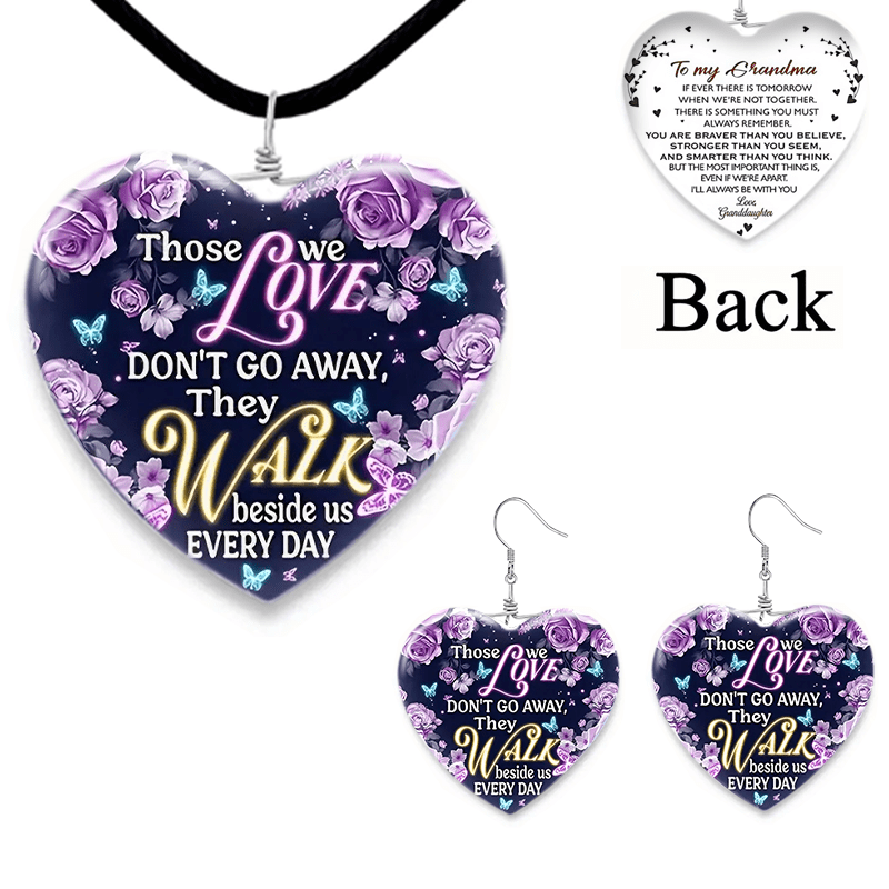 3pcs Shiny Purple Heart Zirconia Earrings Necklace Set, Elegant Party Jewelry, Jewels Birthday Gift for Teen Girls,Temu