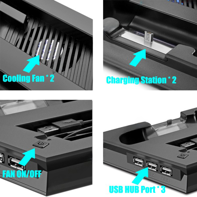 Comprar Soporte Pro Playstation Slim (PS4 Slim) 2 USB/Estación de Carga  Mandos/Ventilador - PowerPlanet