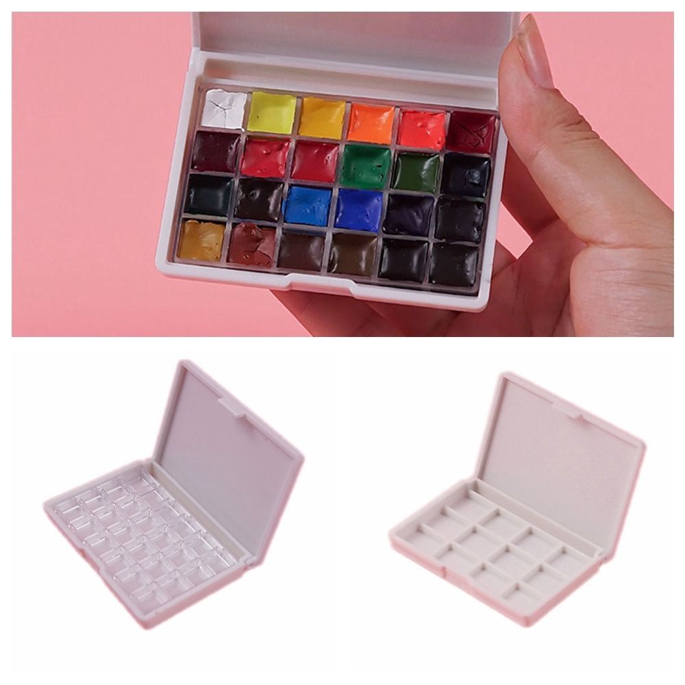 1pc Empty Watercolor Palette, Empty Watercolor Tin With Fold Out Palette,  Small Colorful Watercolor Tray Palette With 14 Empty Half Pans For Plein Air