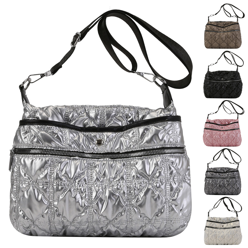 Puffer Quilted Crossbody Bag, Cloud Ruched Shoulder Bag, Trendy Padded  Nylon Hobo Bag