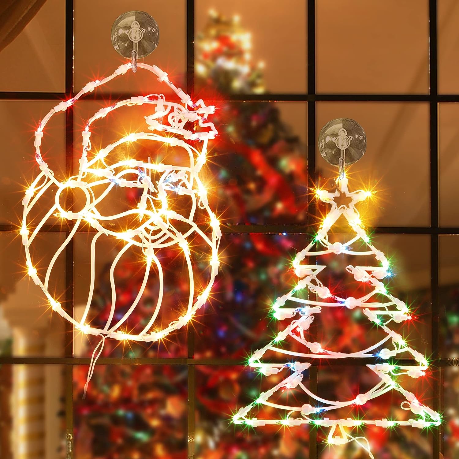 Lumières De Décoration De Noël Led Silhouette Lumière Du Père Noël, Guirlandes  Lumineuses De Noël 3D Avec Ventouse, Pour - Cdiscount Maison