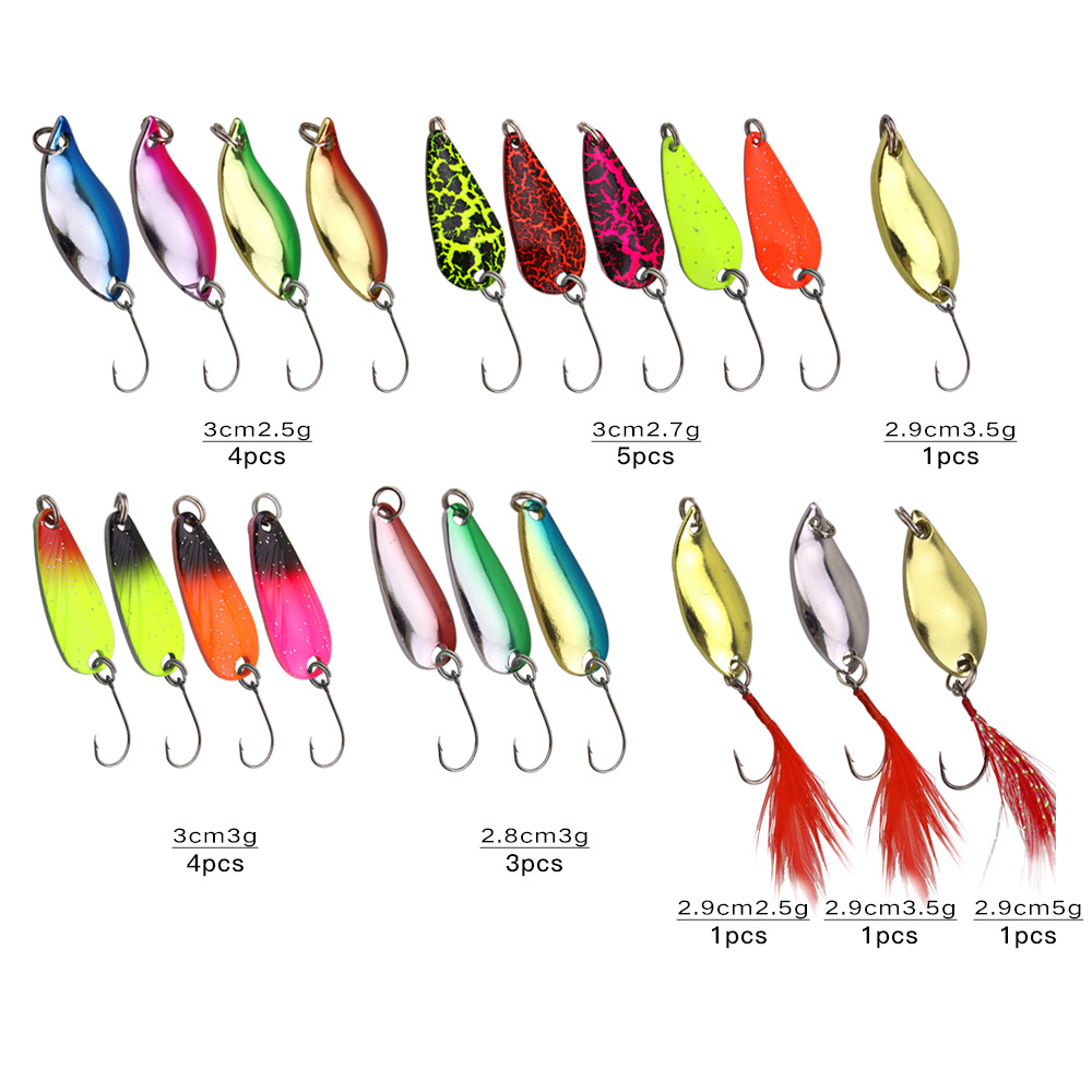 16Pcs Fishing Lures Spinners Baits Spoon Set with Tackle Bag Trout
