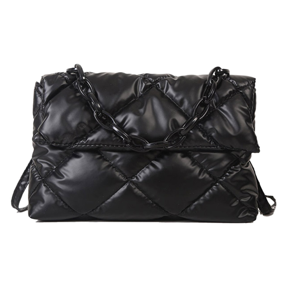 Rhombus Quilted Crossbody Bag, Patent Leather Chain Shoulder Bag