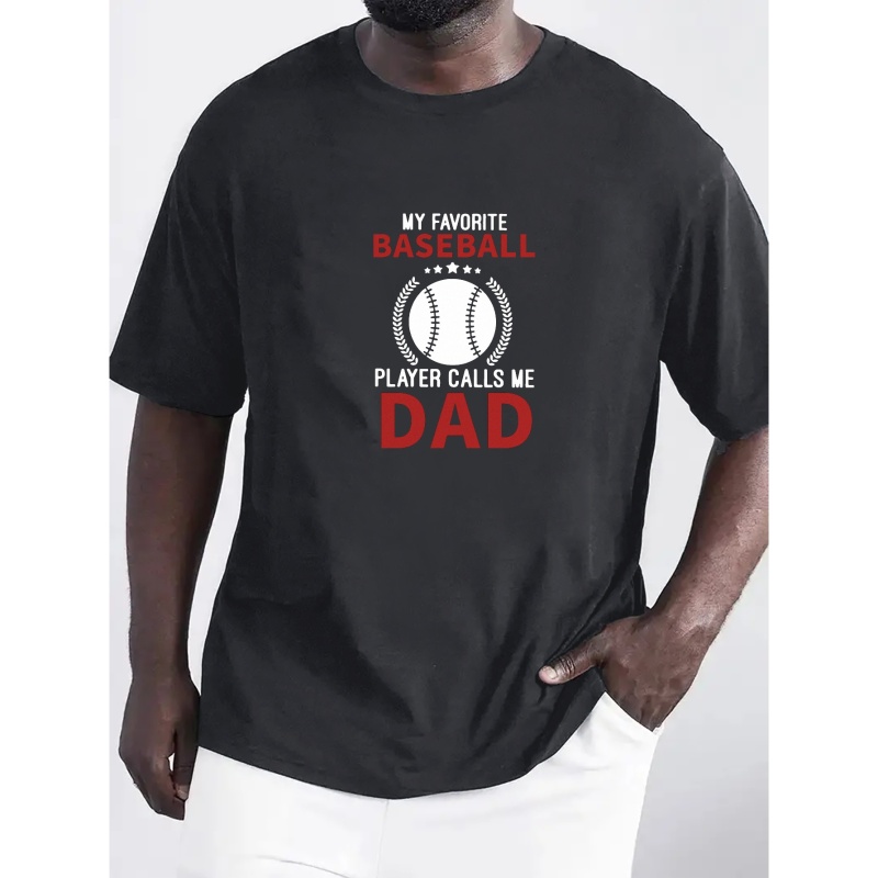 

Baseball Dad Pattern Print Men's Comfy Chic T-shirt, Graphic Tee Men's Summer Outdoor Clothes, Men's Clothing, Tops For Men, Gift For Men