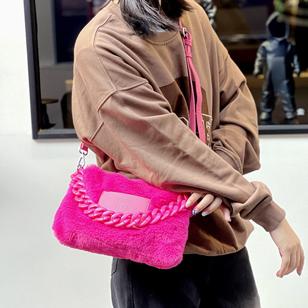 Fur Story Women's Fox Fur Chain Bag Fuzzy Shoulder Handbag for Women Big  Fluffy Tote Cute Purses