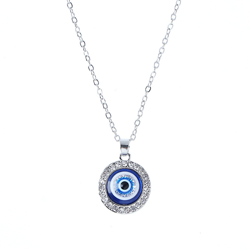 Rhinestone Devil's Eye Pendant Necklace