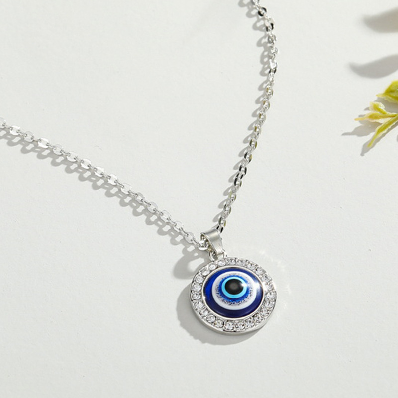 Rhinestone Devil's Eye Pendant Necklace