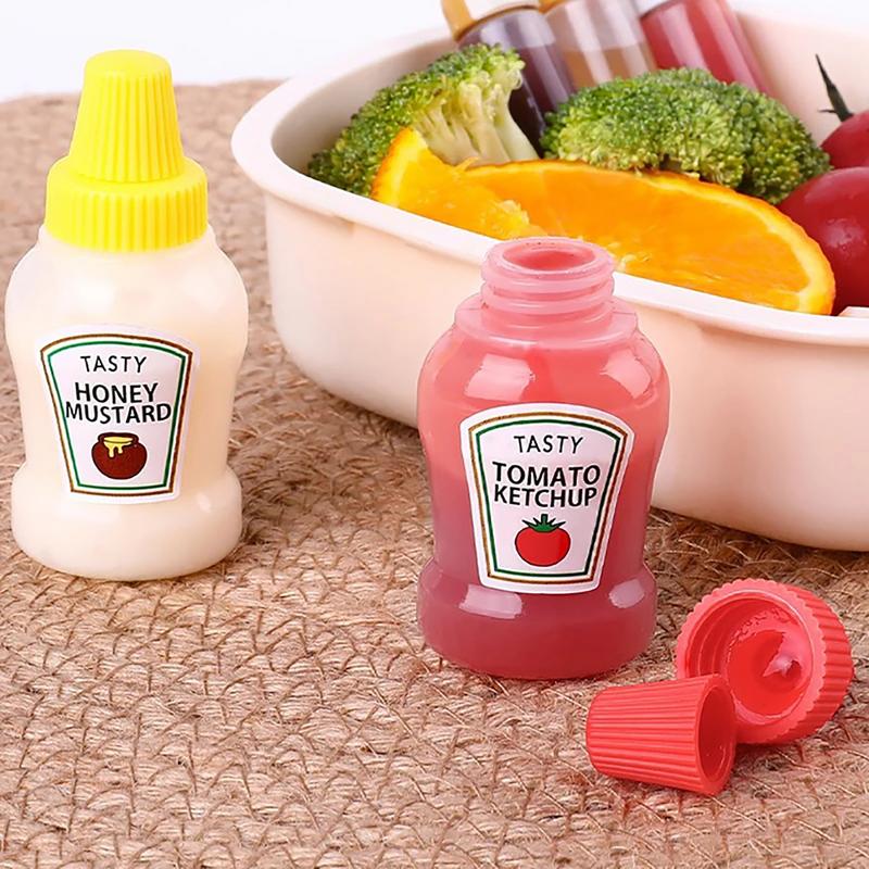 8 Pcs Mini Ketchup Squeeze Bottles 0.85oz/25ml Honey Mustard Salad Dressing  Soy Sauce Tomato Ketchup Container Bento Box Condiment Bottle (C)