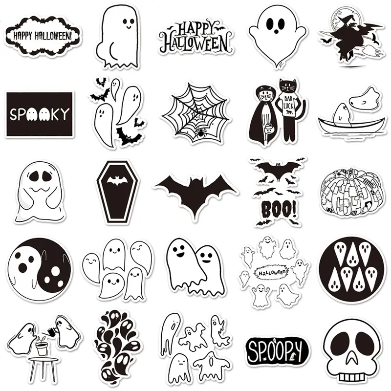 Halloween Goth Stickers Black White Graffiti Halloween - Temu