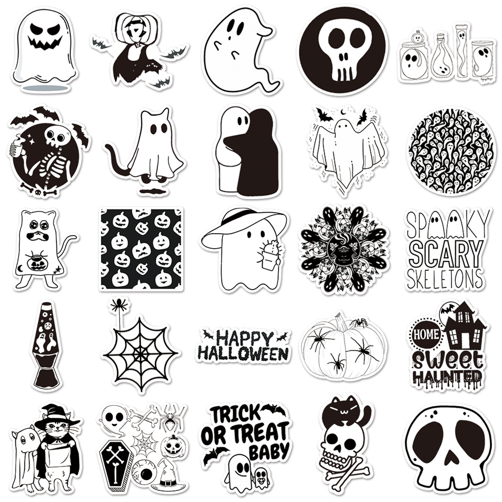 Halloween Goth Stickers Black White Graffiti Halloween - Temu