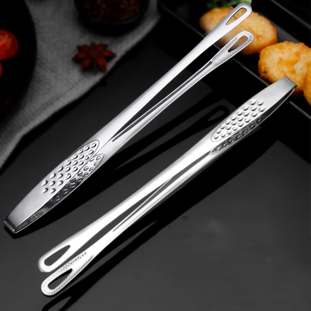 LangRay Kitchen Tongs Stainless Steel Long Chef Silver Food