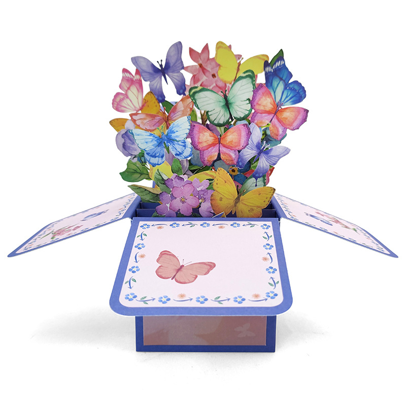 

3d Colorful Butterfly Pop-up Greeting Card - Pop-up Box Card With Intricate Design For Festive Wishes, Suitable For Birthdays, Mother's Day, Students' Day, Christmas, And More