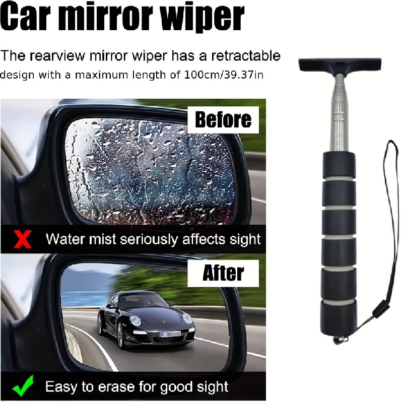 Car Side Mirror Squeegee Telescopic Rearview Mirror Squeegee Wiper