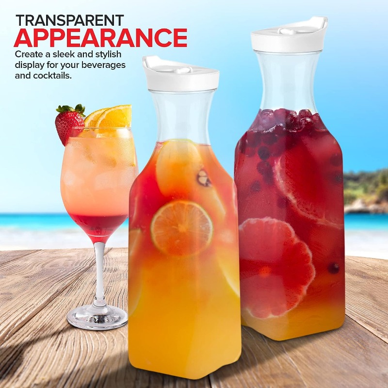 74 Pcs Mimosa Bar Supplies - Plastic Water Carafe Set with Lids