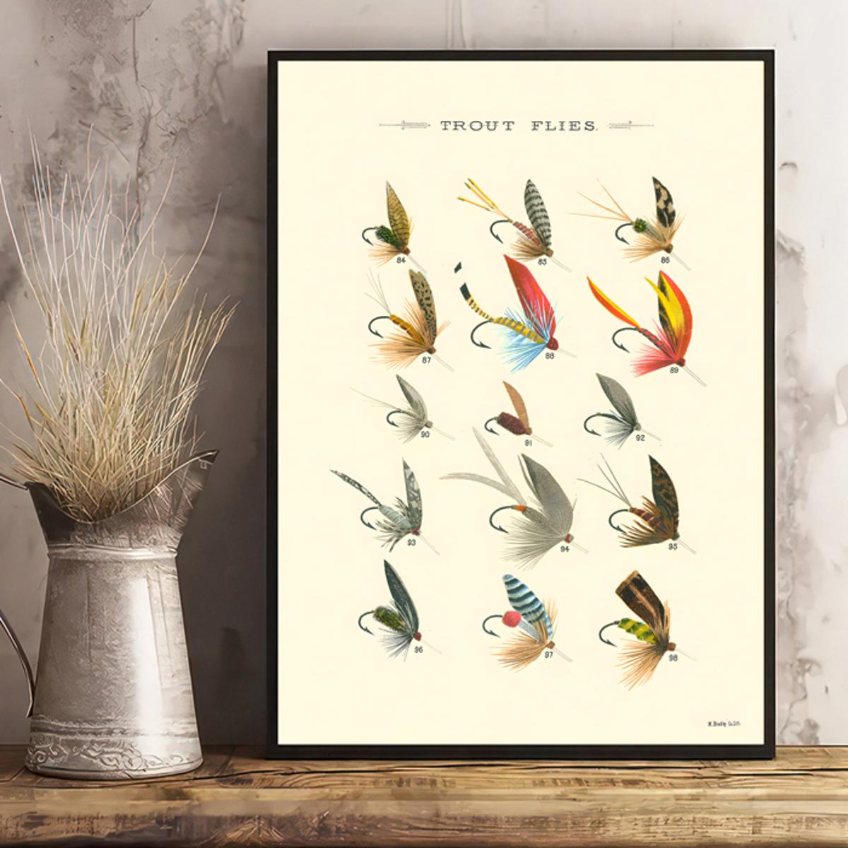 Canvas Poster Types Trout Flies Poster Wall Art Living Room - Temu Canada