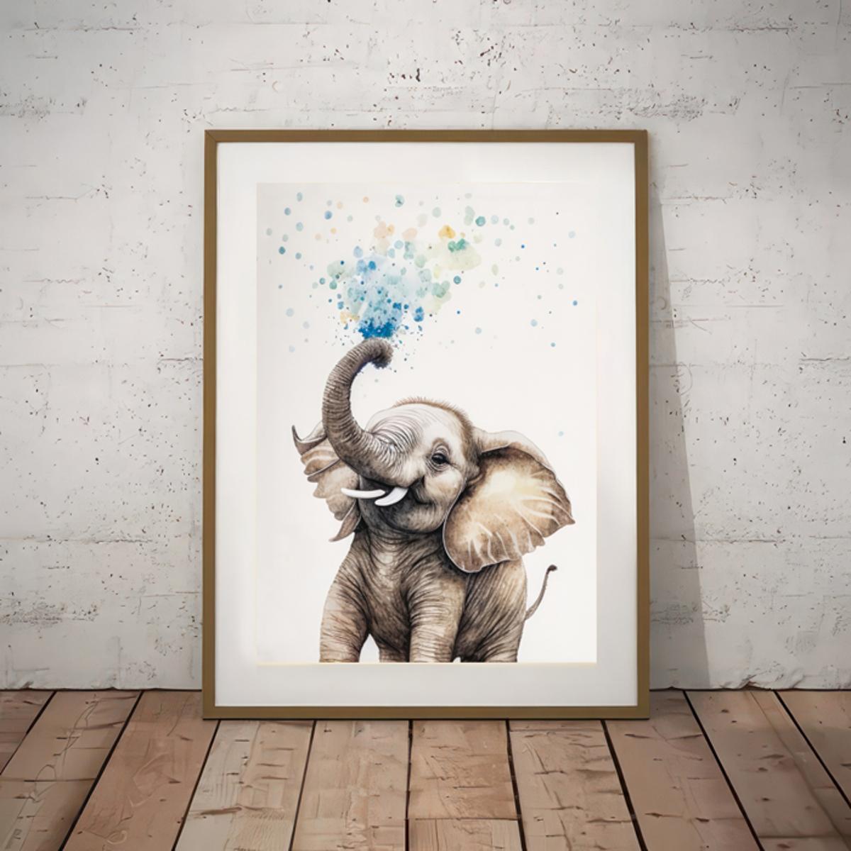 1ピース キャンバスポスター 象の保育園プリント かわいい赤ちゃん象