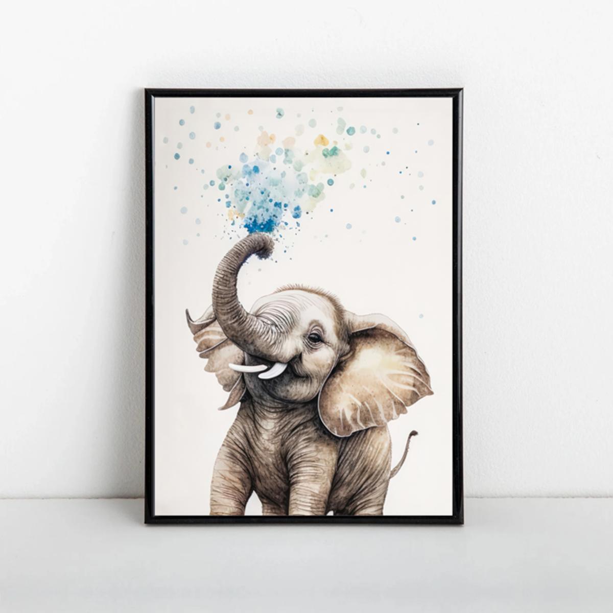 1ピース キャンバスポスター 象の保育園プリント かわいい赤ちゃん象