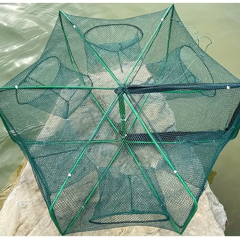 6 Holes Fishing Bait Trap Net Foldable Fish Crayfish Shrimp - Temu