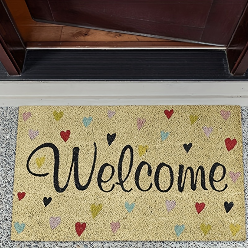 Welcome Love Heart Shaped Carpet Entrance Mat Naturally Welcome Shoe Drying  Mat, Non Slip Kitchen Rug Porch Door Mat, Easy Cleaning Mat, Outdoor And  Indoor Use Comfort Standing Mats, Home Decor 