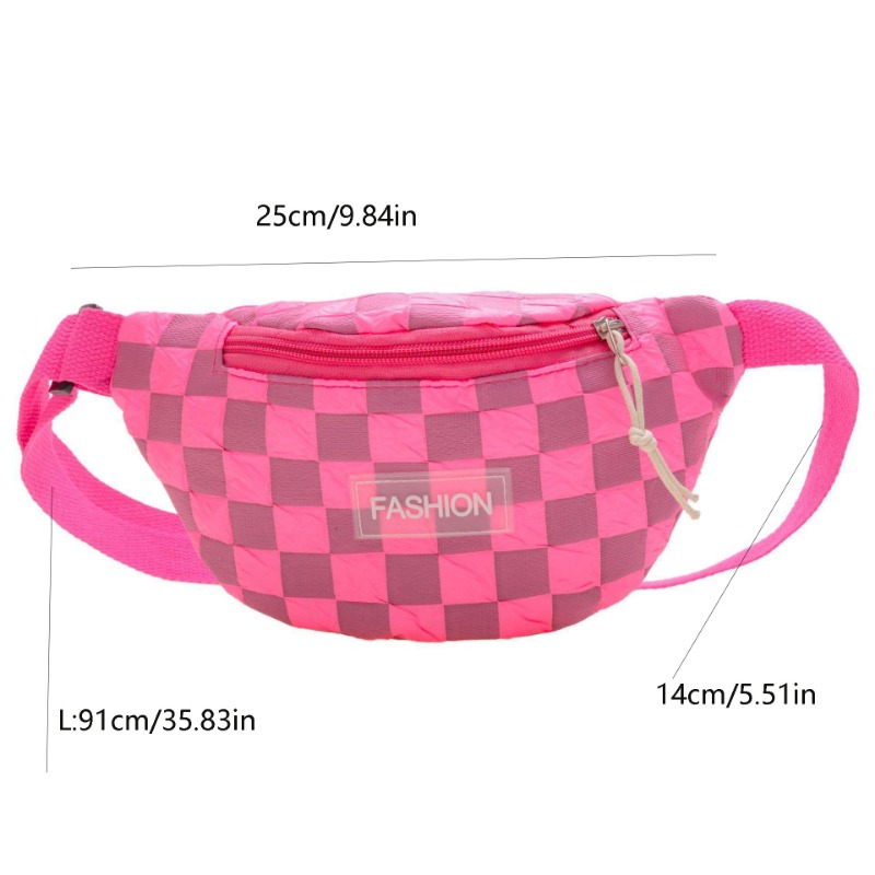 Checkered Crossbody Fanny Pack - Pink