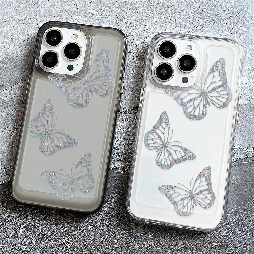 

Butterfly Pattern Transparent Black Two-tone Phone Case Full Body Protection Shock Drop Cover For Iphone14/14promax, Iphone13/13pro/13promax, Iphone12/12pro/12promax, Iphone11/11pro Max