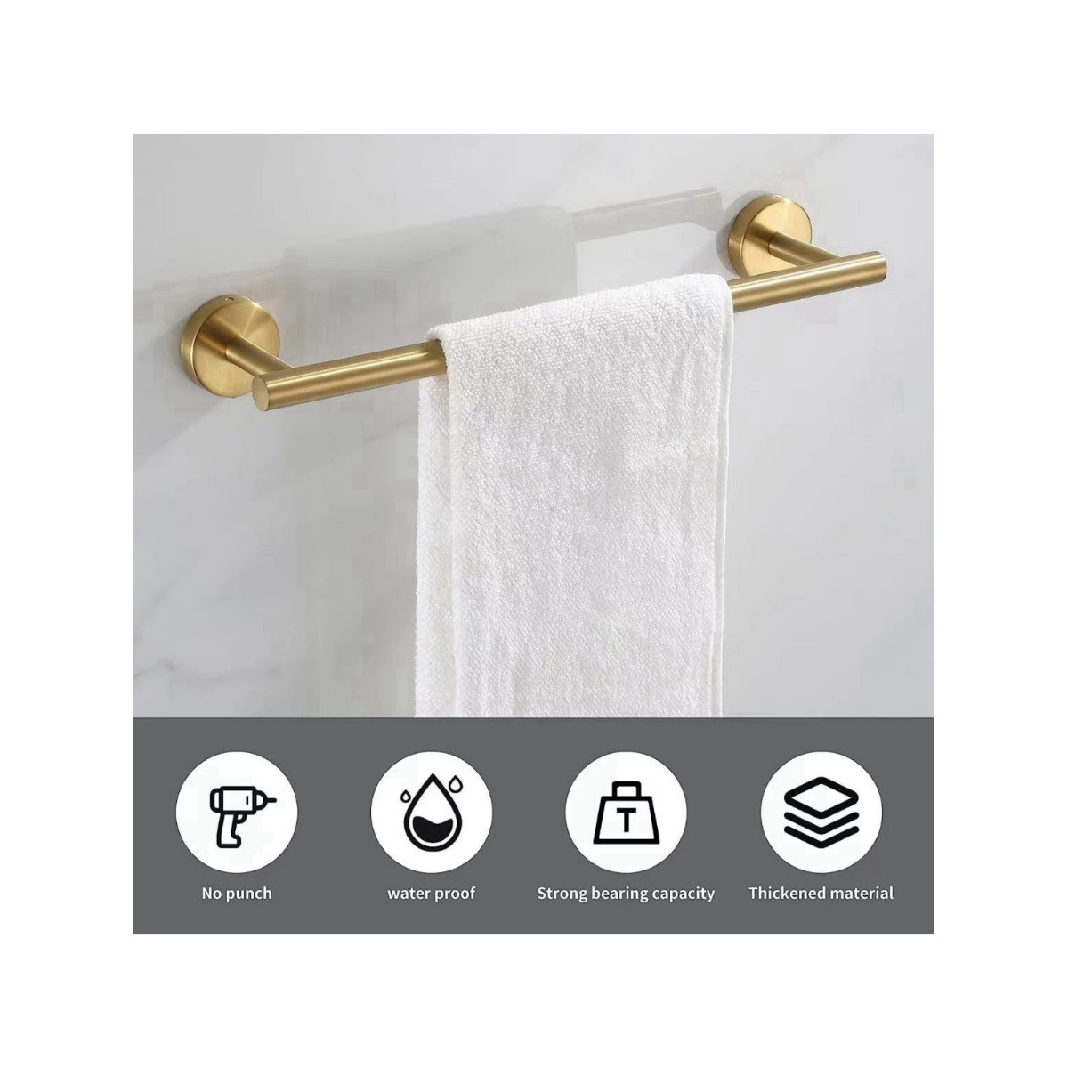 New Thickened Towel Bar Stainless Steel Bathroom Accessory With Hooks For  Bath Towel Hanging