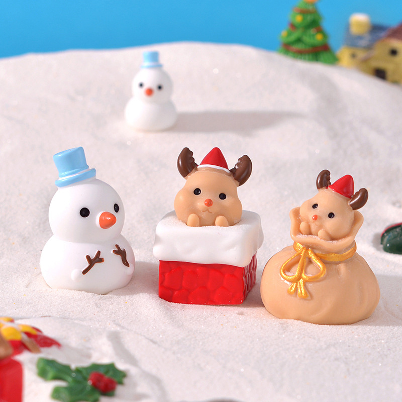 New Christmas Lover Santa Claus snowman Deer miniature figurine Model  dollhouse home fairy garden decoration accessories modern