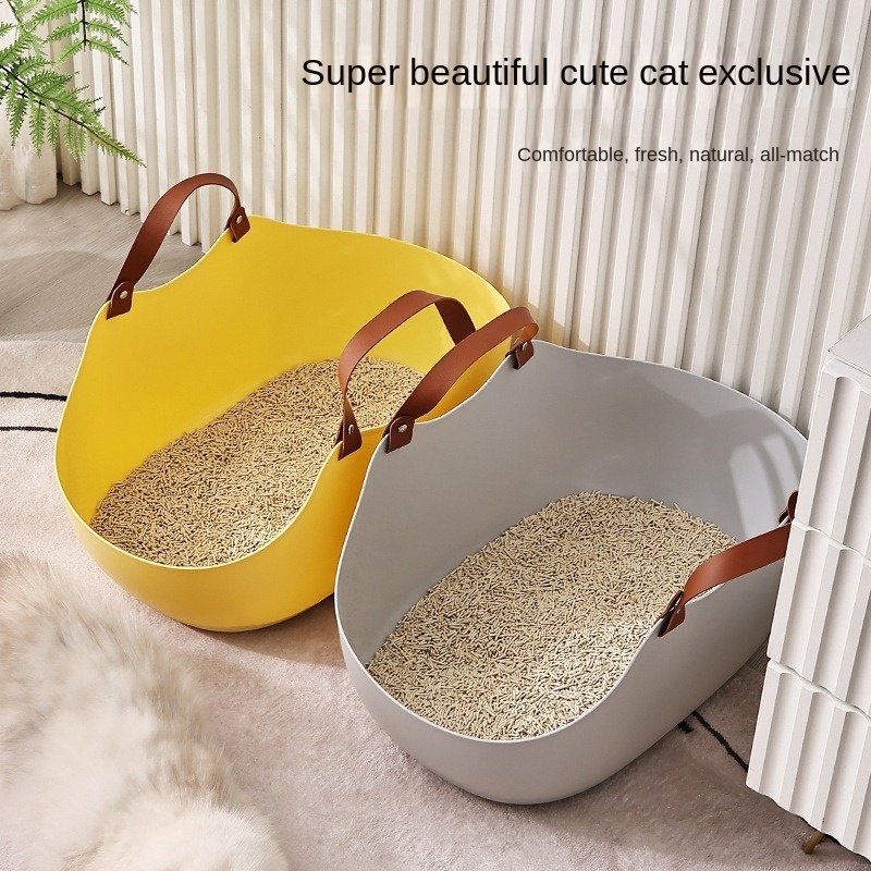 Anti-splash Semi-enclosed Kitten Litter Box Big Space Toilet