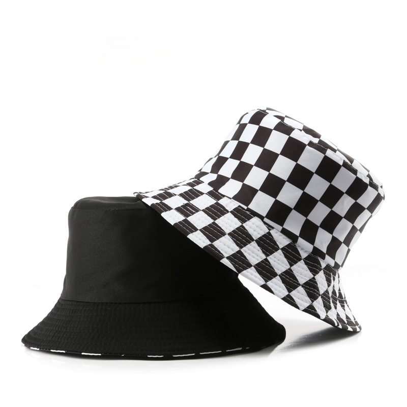 1pc Women Checkered Pattern Casual Bucket Hat For Summer