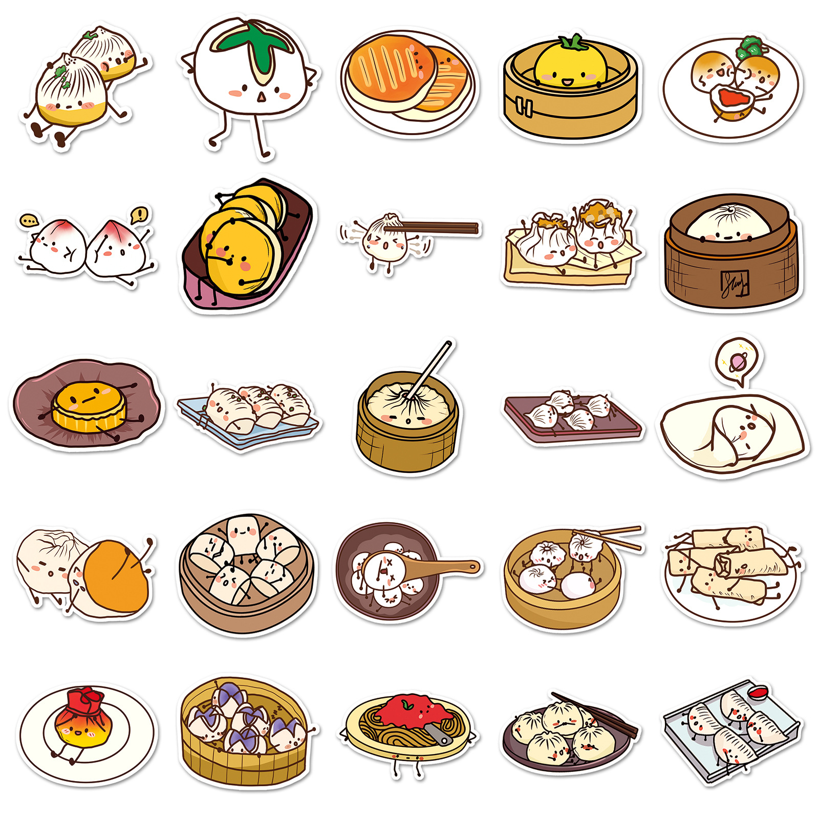 Food Cartoon Chinese Pastry Graffiti Stickers Cute Original - Temu