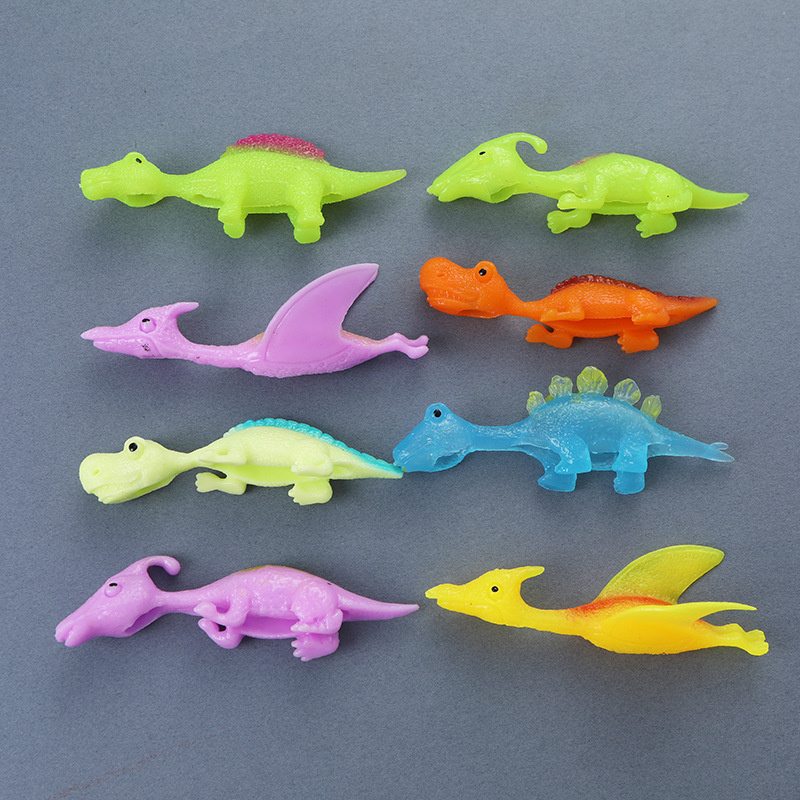Creative Finger Ejection Dinosaur Decompression Toys For Children And Boys  With Slingshot Targeting Dinosaur Soft Rubber Trick Release Sticky Wall Toy