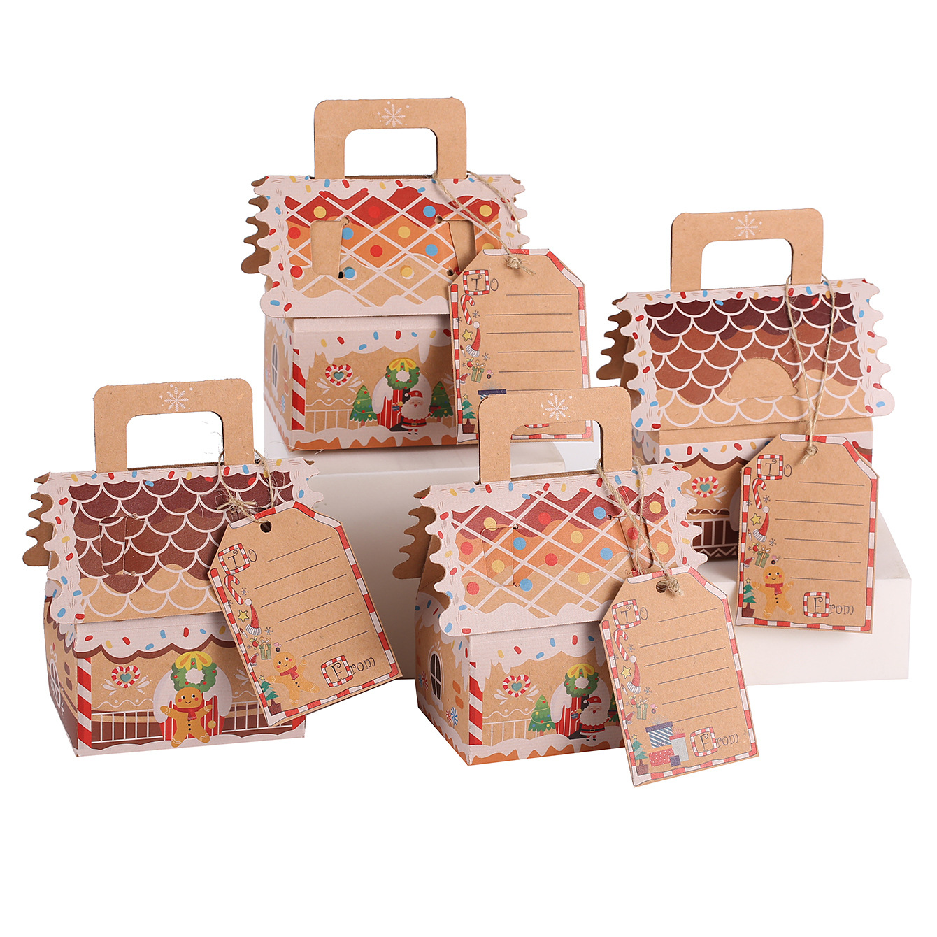 Scatola Biscotti Natale 8pcs,Scatole Biscotti Kraft Con Finestra