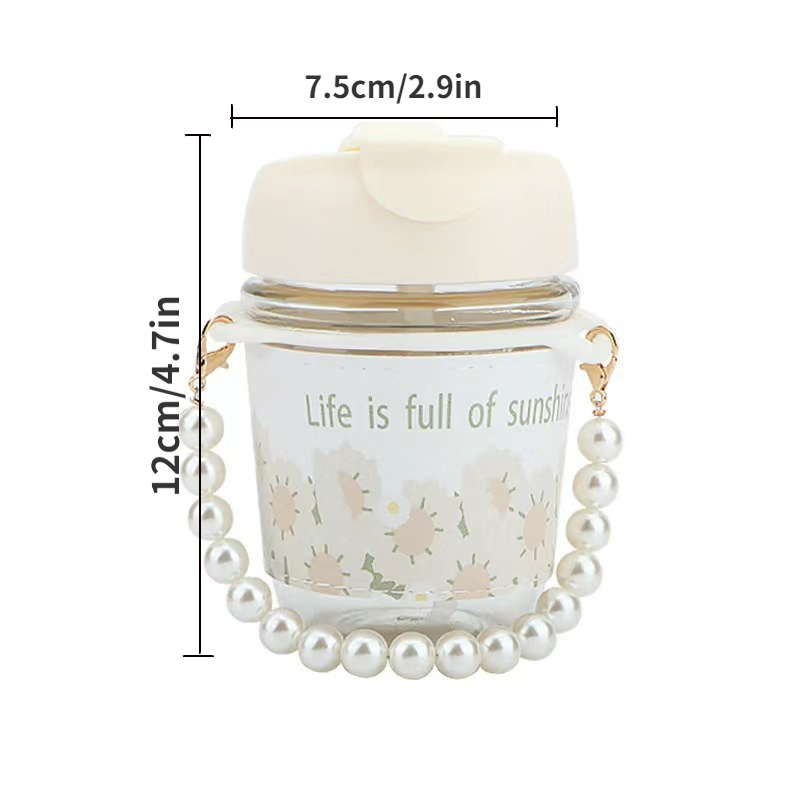 Tulip Shaped Double Glass Drinking Cup With Straw, Aesthetic Style,  Portable Milk Tea Coffee Cup, Office Home Use