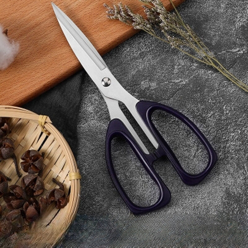 Stainless Steel Household Boning Shears Fish Belly Clip Walnut