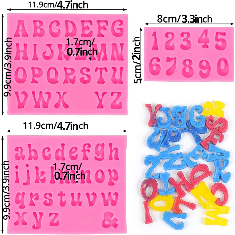 Letter Molds For Chocolate Fondant, Silicone Uppercase Lowercase