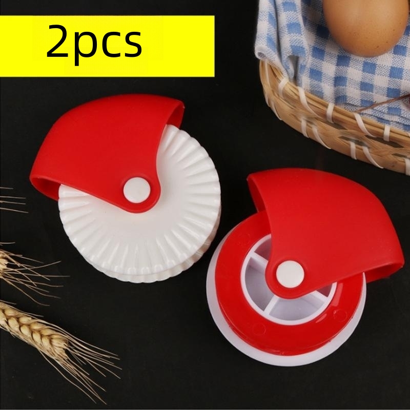 2 Pieces - Wooden & Plastic Handle Pastry Cutter Wheel Baking Tool G6