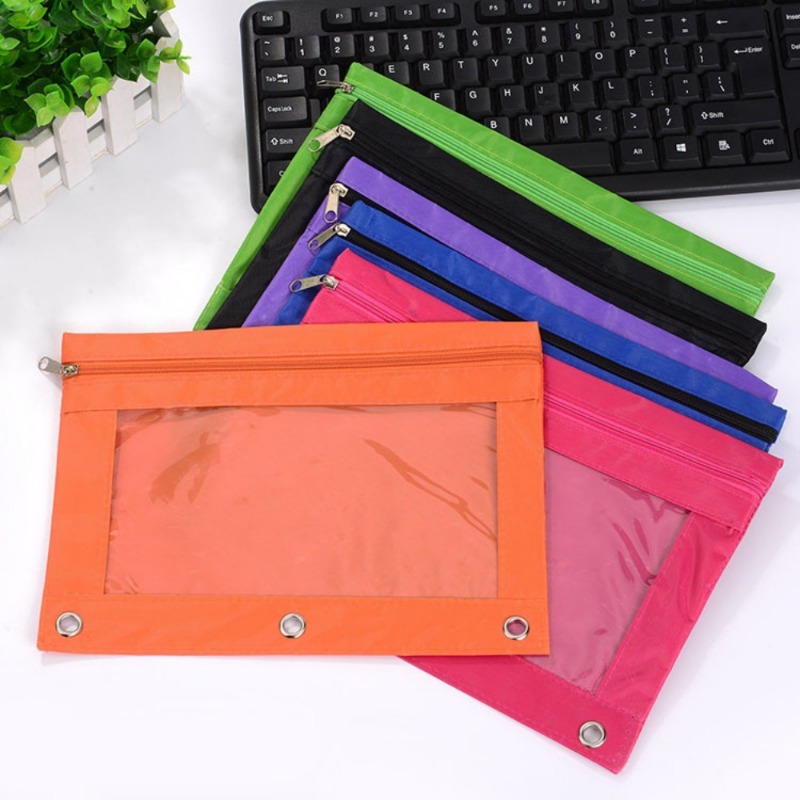 3-Ring Pencil Pouch w/ Clear Window 24 Pack