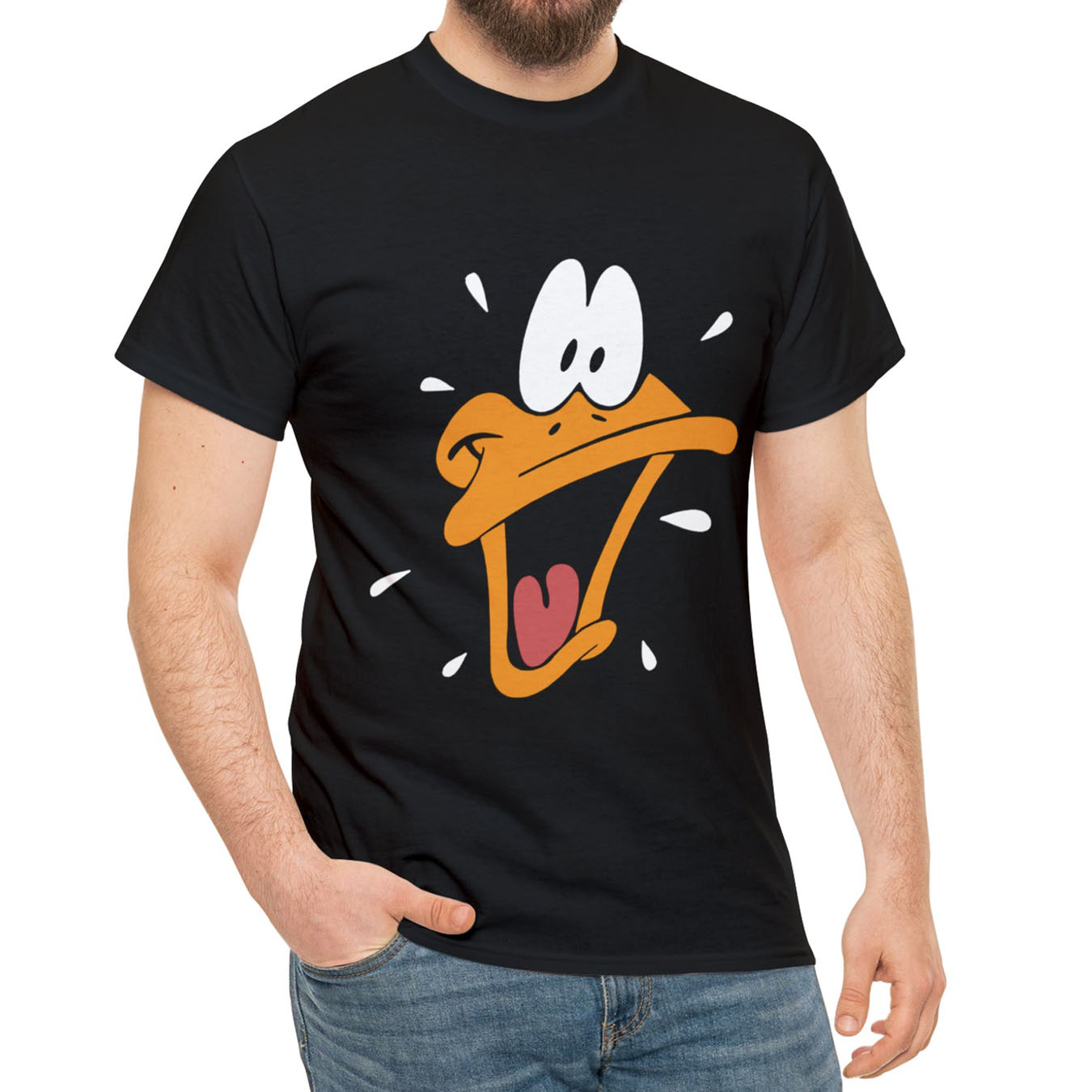 Cartoon Duck Pattern Print Men's Comfy Sports T-shirt, Graphic Tee Men's Summer Outdoor Clothes, Men's Clothing For Fitness Activities, Gift For Men