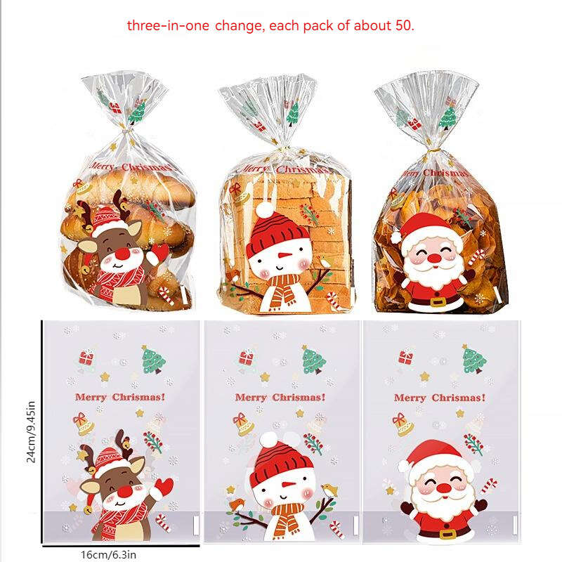 Craspire 1 Bag Christmas Theme Rectangle Plastic Zip Lock Candy Storage  Bags, Self Seal Bag, for Biscuit & Candy Packaging, Santa Claus,  220x155x0.1mm, 50pcs/bag – CRASPIRE
