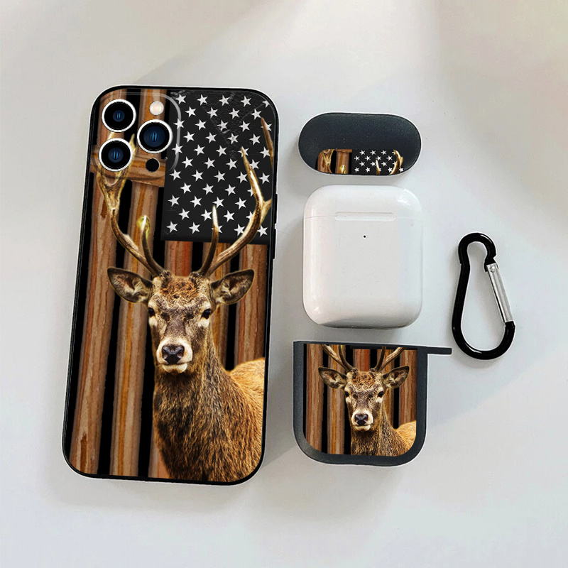

2pcs For Airpods1/2 Case & Phone Case Antler Luxury Shockproof Phone Case For 11 14 13 12 Pro Max Xr Xs 7 8 Plus, Car Anti-fall Cases Fall Protection Cover Pattern Cases For Airpods1/2 Headphone Cases
