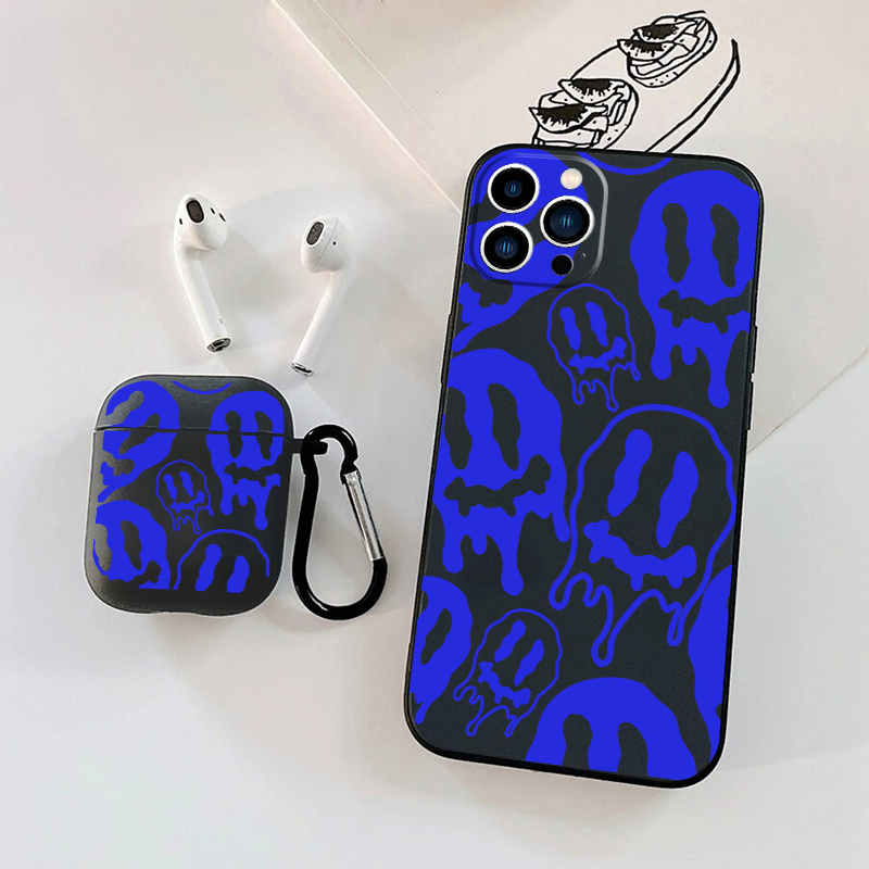Earphone Case For 1 2 & Phone Case With Blue Hearts Graphic For Iphone 11  14 13 12 Pro Max Xr Xs 7 8 6 Plus - Temu United Kingdom
