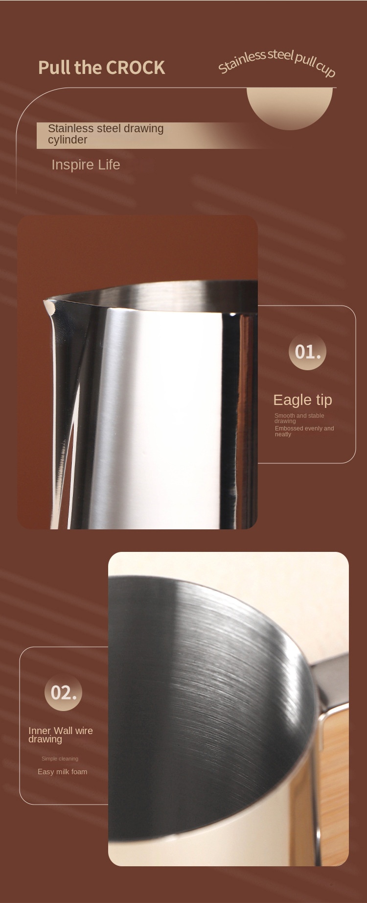 Stainless Steel Coffee Jacquard Cup With Scale Pointed Nose - Temu