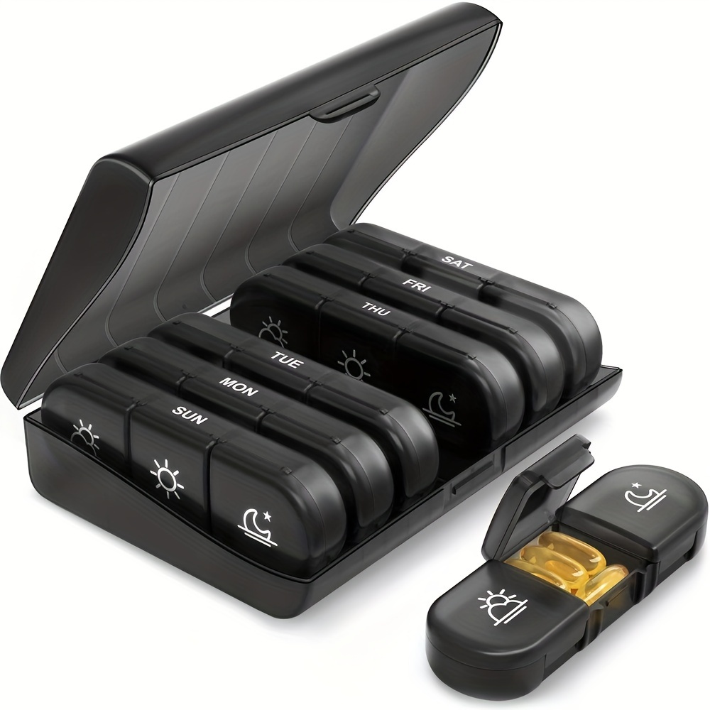 Pill Box 7 Days Organizer 21 Grids 3 Times Portable Travel Large Compartments