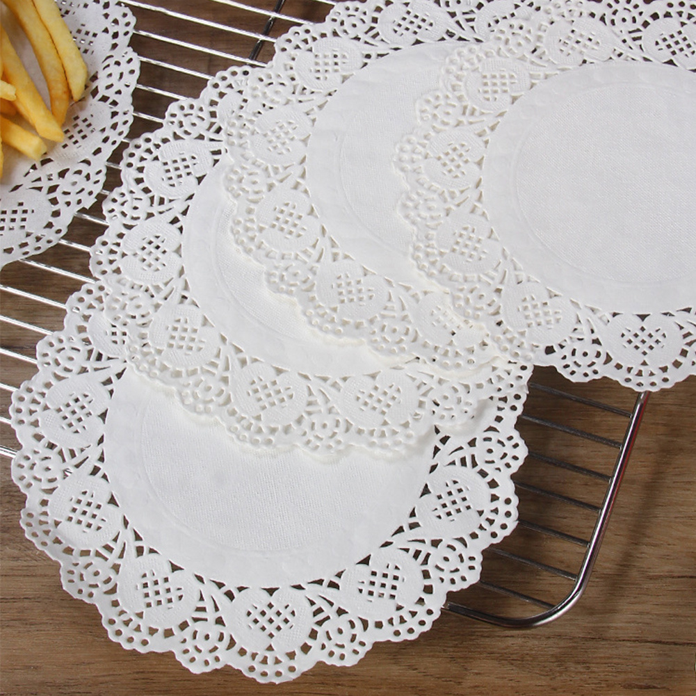 50pcs White Lace Paper Doilies Placemats DIY Box Packaging Gift Wrap Paper  Crafts For Wedding Party Favors Table Decoration Mat